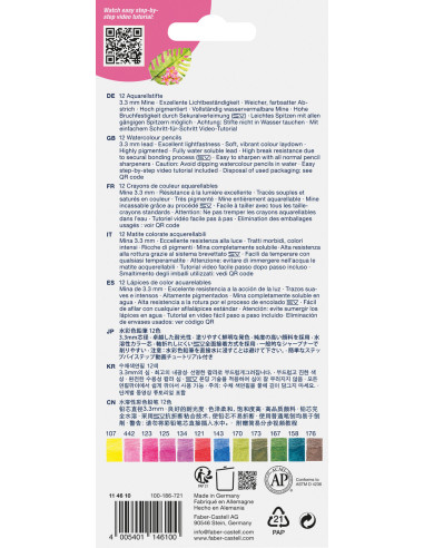 FC114610,Creioane colorate aquarelle Faber-Castell goldfaber tropical collection, 12 culori