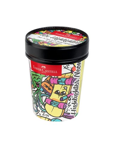 FC254695,Set 10 textmarkere editie speciala Faber-Castell cutie inghetata, superfluorescente