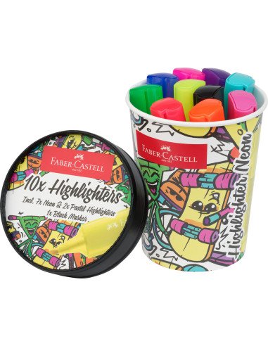 FC254695,Set 10 textmarkere editie speciala Faber-Castell cutie inghetata, superfluorescente