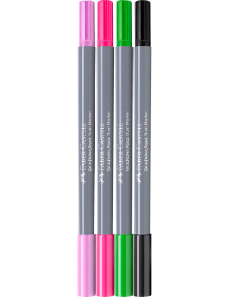 FC164507,Marker solubil 2 capete Faber-Castell tropical collection flamingo goldfaber, 4 culori