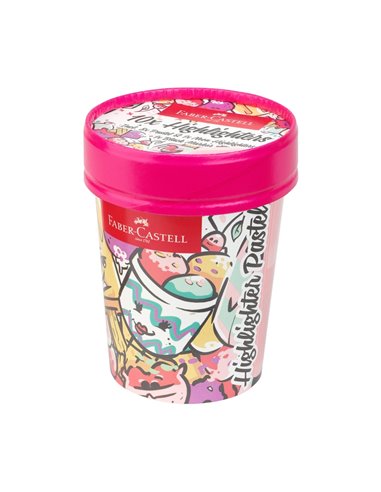 FC254696,Set 10 textmarkere editie speciala Faber-Castell cutie inghetata, Pastel