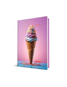 2026-9497880,Agenda datata A5 Herlitz 2026, 352 pagini, coperta buretata, Motiv ice cream