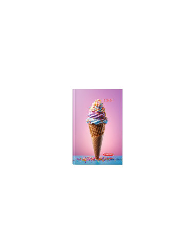 2026-9497880,Agenda datata A5 Herlitz 2026, 352 pagini, coperta buretata, Motiv ice cream