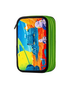 Penar neechipat Daco PE3046, 3 fermoare, Motiv oras galactic