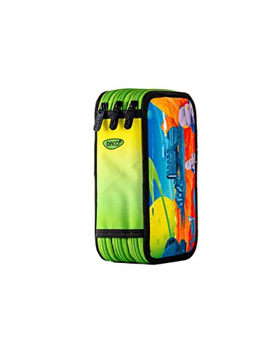 Penar neechipat Daco PE3046, 3 fermoare, Motiv oras galactic