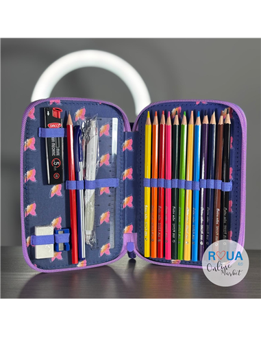 Penar echipat Daco PE2003E, 2 fermoare, Motiv butterfly