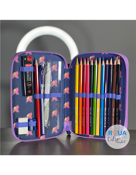 Penar echipat Daco PE2003E, 2 fermoare, Motiv butterfly