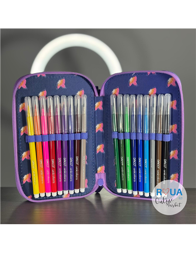 Penar echipat Daco PE2003E, 2 fermoare, Motiv butterfly