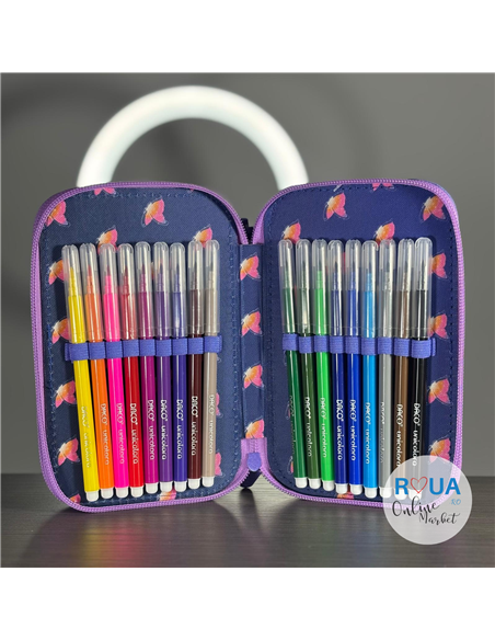 Penar echipat Daco PE2003E, 2 fermoare, Motiv butterfly