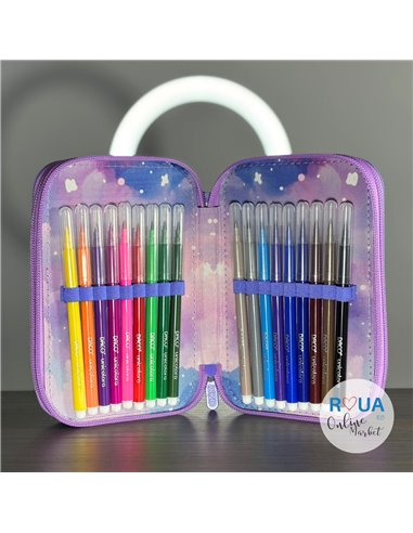 Penar echipat Daco PE3035E, 3 fermoare, Motiv unicorn magic