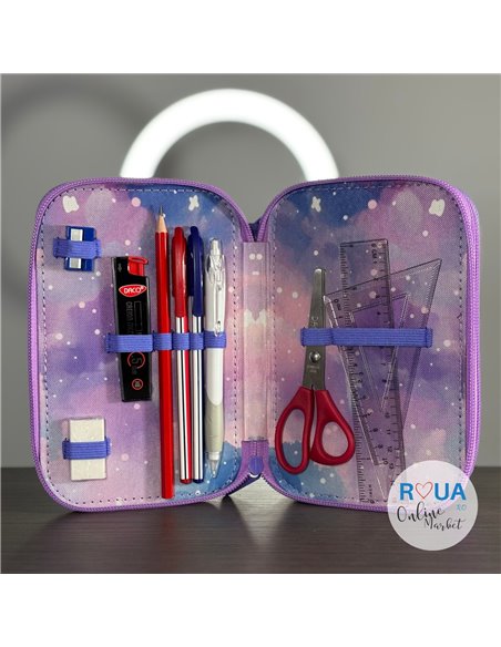 Penar echipat Daco PE3035E, 3 fermoare, Motiv unicorn magic