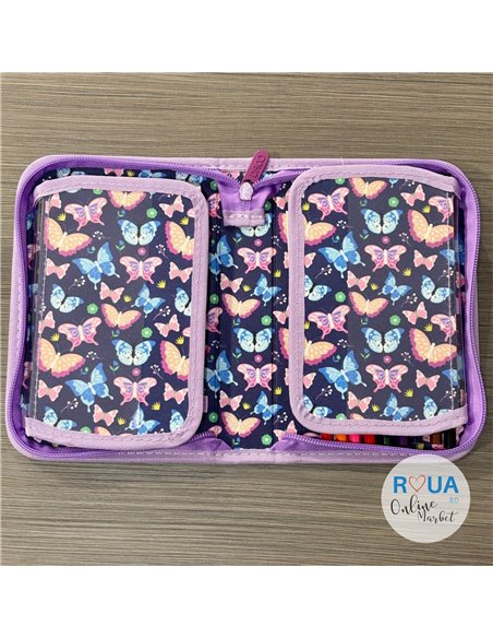 Penar echipat Daco PE1974E, 1 fermoar si 2 extensii, Motiv Butterflies