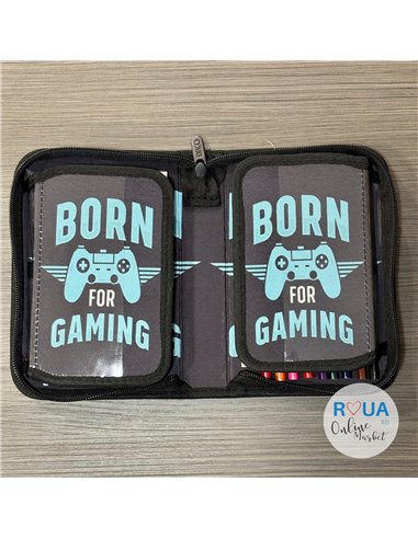 Penar echipat Daco PE1983E, 1 fermoar si 2 extensii, Motiv Gaming