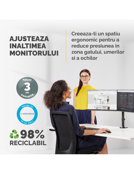 FE8502601,Suport monitor 2 brate reflex Fellowes