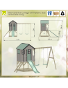 M60PGN,Casuta de gradina Pastel Green Adventure Cottage cu platforma, tobogan si leagan dublu (M60PGN), Wendi Toys