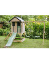 M60PGN,Casuta de gradina Pastel Green Adventure Cottage cu platforma, tobogan si leagan dublu (M60PGN), Wendi Toys