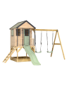 M60PGN,Casuta de gradina Pastel Green Adventure Cottage cu platforma, tobogan si leagan dublu (M60PGN), Wendi Toys