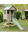 M60PGN,Casuta de gradina Pastel Green Adventure Cottage cu platforma, tobogan si leagan dublu (M60PGN), Wendi Toys