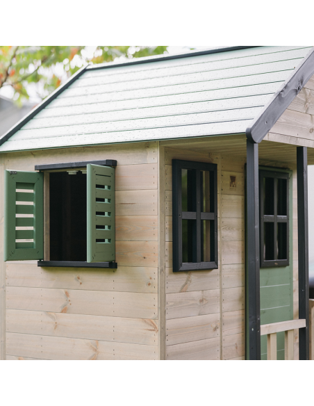 M60PGN,Casuta de gradina Pastel Green Adventure Cottage cu platforma, tobogan si leagan dublu (M60PGN), Wendi Toys