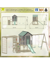 M60PGN_G,Casuta de gradina Pastel Green Adventure Cottage cu platforma, tobogan, leagan dublu si modul sport (M60PGN_G), Wendi T