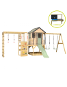 M60PGN_GK,Casuta de gradina Pastel Green Adventure Cottage cu tobogan, leagan dublu, modul sport si bucatarie (M60PGN_GK), Wendi