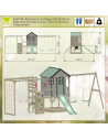 M60PGN_GK,Casuta de gradina Pastel Green Adventure Cottage cu tobogan, leagan dublu, modul sport si bucatarie (M60PGN_GK), Wendi