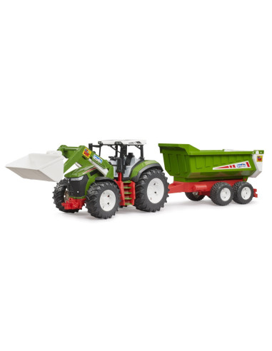 BR03452,Bruder Tractor Roadmax cu incarcator frontal si remorca basculabila