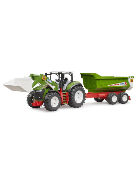 BR03452,Bruder Tractor Roadmax cu incarcator frontal si remorca basculabila