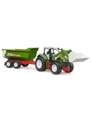 BR03452,Bruder Tractor Roadmax cu incarcator frontal si remorca basculabila