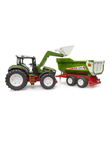 BR03452,Bruder Tractor Roadmax cu incarcator frontal si remorca basculabila