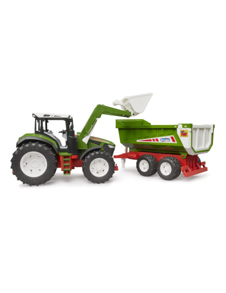 BR03452,Bruder Tractor Roadmax cu incarcator frontal si remorca basculabila