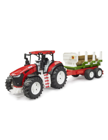 BR03453,Bruder Tractor Roadmax cu remorca forestiera si 3 busteni