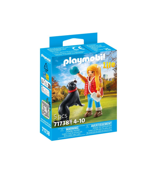 PM71738,Playmobil - Figurina femeie cu animalut de colectie caine de Munte