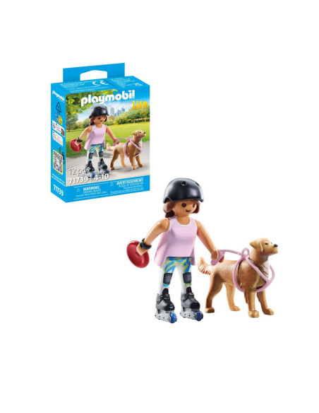 PM71739,Playmobil - Figurina patinatoare cu animalut de colectie caine Retriever