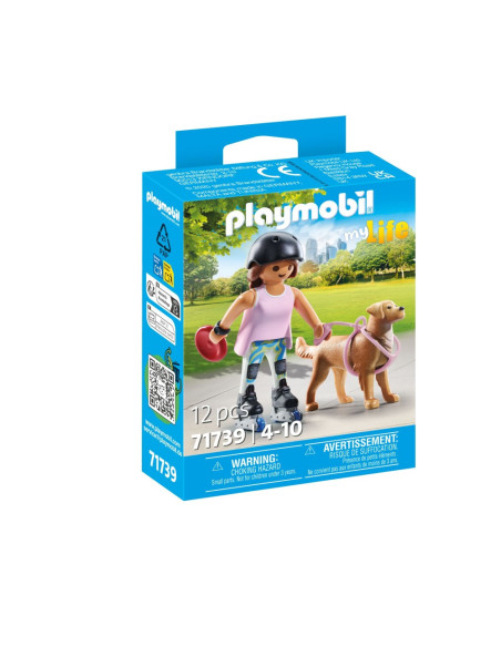 PM71739,Playmobil - Figurina patinatoare cu animalut de colectie caine Retriever