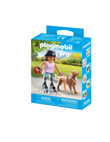 PM71739,Playmobil - Figurina patinatoare cu animalut de colectie caine Retriever