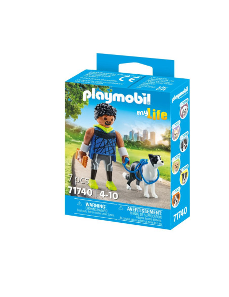 PM71740,Playmobil - Figurina alergator cu animalut de colectie caine Border Collie