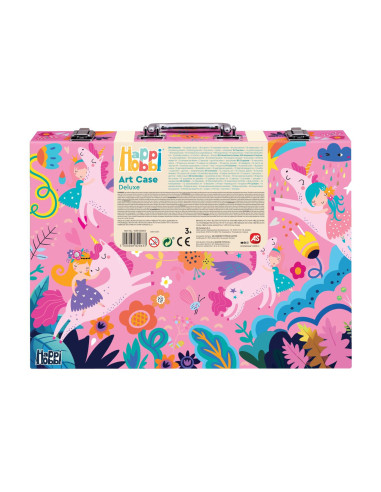 VV-1038-82063,Happi Hobbi Art Case Set De Desen Deluxe Cu 100 De Accesorii Fantezie Unicorni