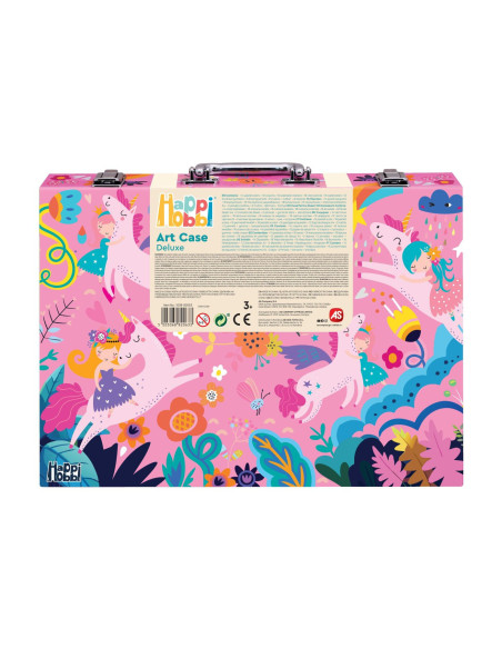 VV-1038-82063,Happi Hobbi Art Case Set De Desen Deluxe Cu 100 De Accesorii Fantezie Unicorni