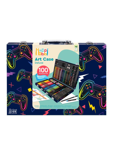 VV-1038-82064,Happi Hobbi Art Case Set De Desen Deluxe Cu 100 De Accesorii Joc Video