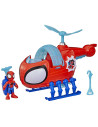 G1969,Spidey Si Prietenii Lui Uimitori Marvel Set Echipa Spidey Cu Elicopter Si Accesorii 7.6cm