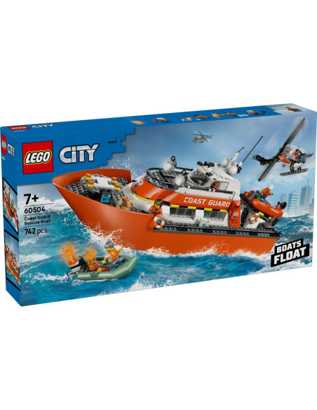 LEGO-60504,Lego City Barca De Salvare Si Elicopter Ale Pazei De Coasta 60504