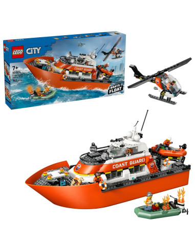 LEGO-60504,Lego City Barca De Salvare Si Elicopter Ale Pazei De Coasta 60504