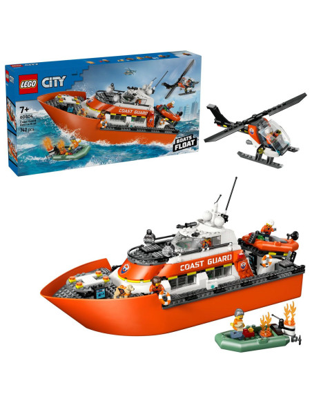 LEGO-60504,Lego City Barca De Salvare Si Elicopter Ale Pazei De Coasta 60504