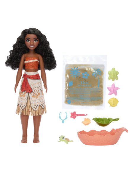 MTJFT12,Disney Princess Set Papusa Vaiana Si Prietenii Din Ocean Cu Nisip Modelabil Si Accesorii