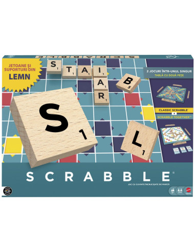MTJLJ65,Joc Scrabble 2 In 1 Din Lemn In Limba Romana