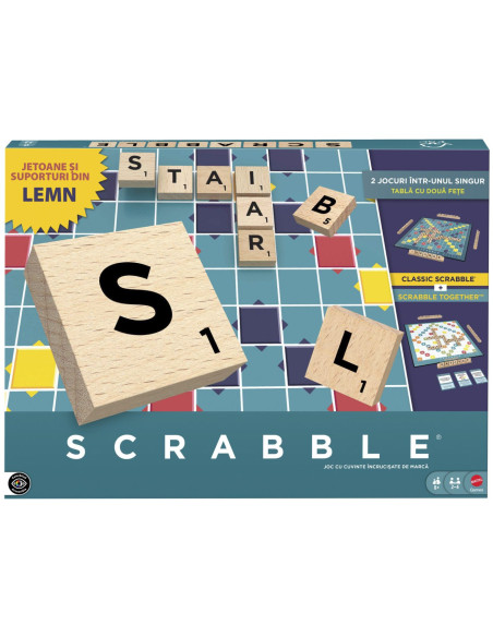 MTJLJ65,Joc Scrabble 2 In 1 Din Lemn In Limba Romana