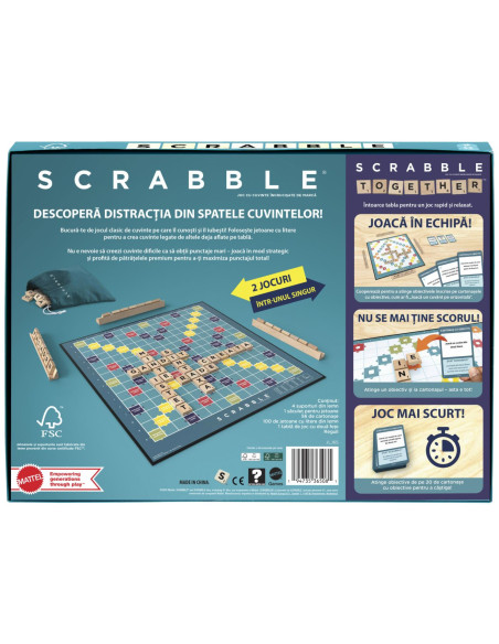 MTJLJ65,Joc Scrabble 2 In 1 Din Lemn In Limba Romana