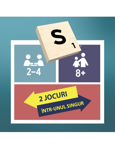 MTJLJ65,Joc Scrabble 2 In 1 Din Lemn In Limba Romana