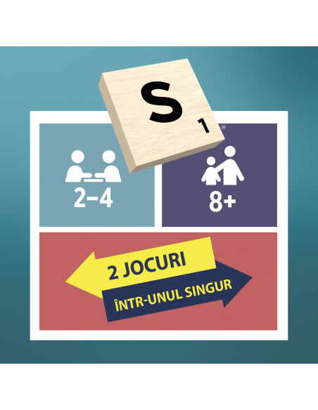 MTJLJ65,Joc Scrabble 2 In 1 Din Lemn In Limba Romana